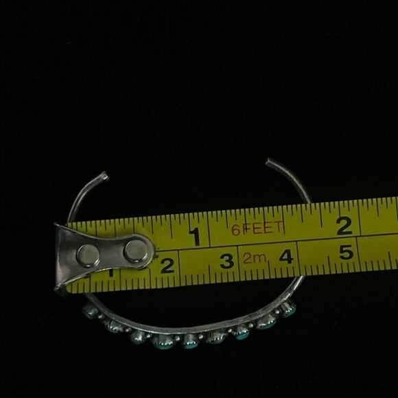 Vintage Sterling Silver & Turquoise Southwestern 4inch Cuff Mini Baby Bracelet - Picture 4 of 7